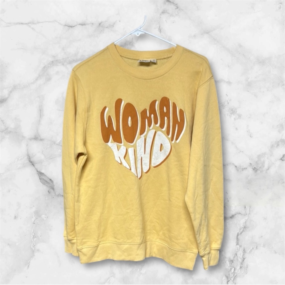 DOE kind woman Yellow Sweatshirt with Orange Graphics SM